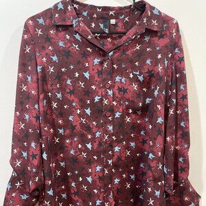 Kut From the Kloth Stars Button Up Blouse Shirt Size Small